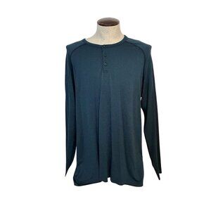 Lululemon Mens Metal Vent Tech Long Sleeve Henley Shirt Blue L XL